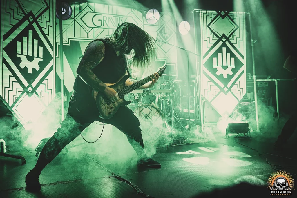 Alexandre, guitariste de GRAVITY, lors du 1er concert organisé par l'asso Rhône's Headbangers le 9 mai 2025 - Under a Metal Sun Alexandre, guitariste de GRAVITY, lors du 1er concert organisé par l'asso Rhône's Headbangers le 9 mai 2025 - Under a Metal Sun