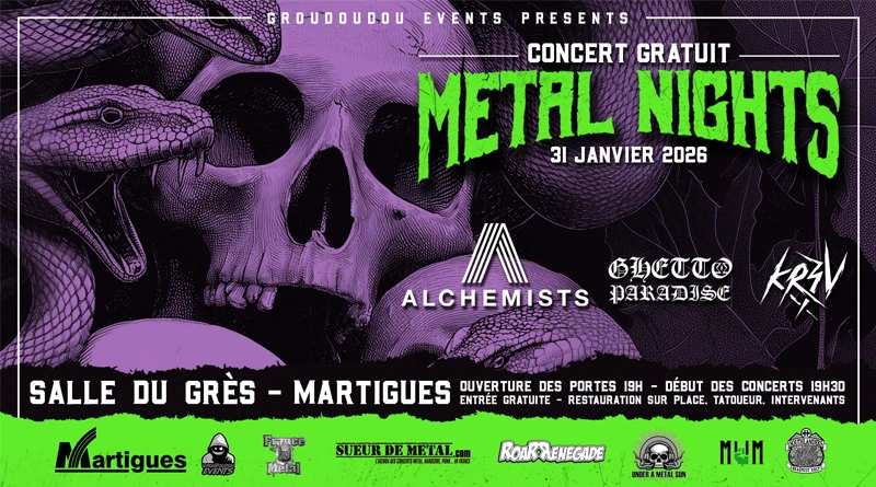 Metal Nights avec Alchemists, Ghetto Paradise et Kr3v le 31 janvier 2026 - Under a Metal Sun