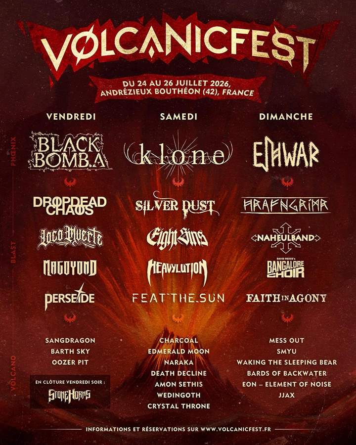Affiche du running order du Volcanic Fest -- Under a Metal Sun