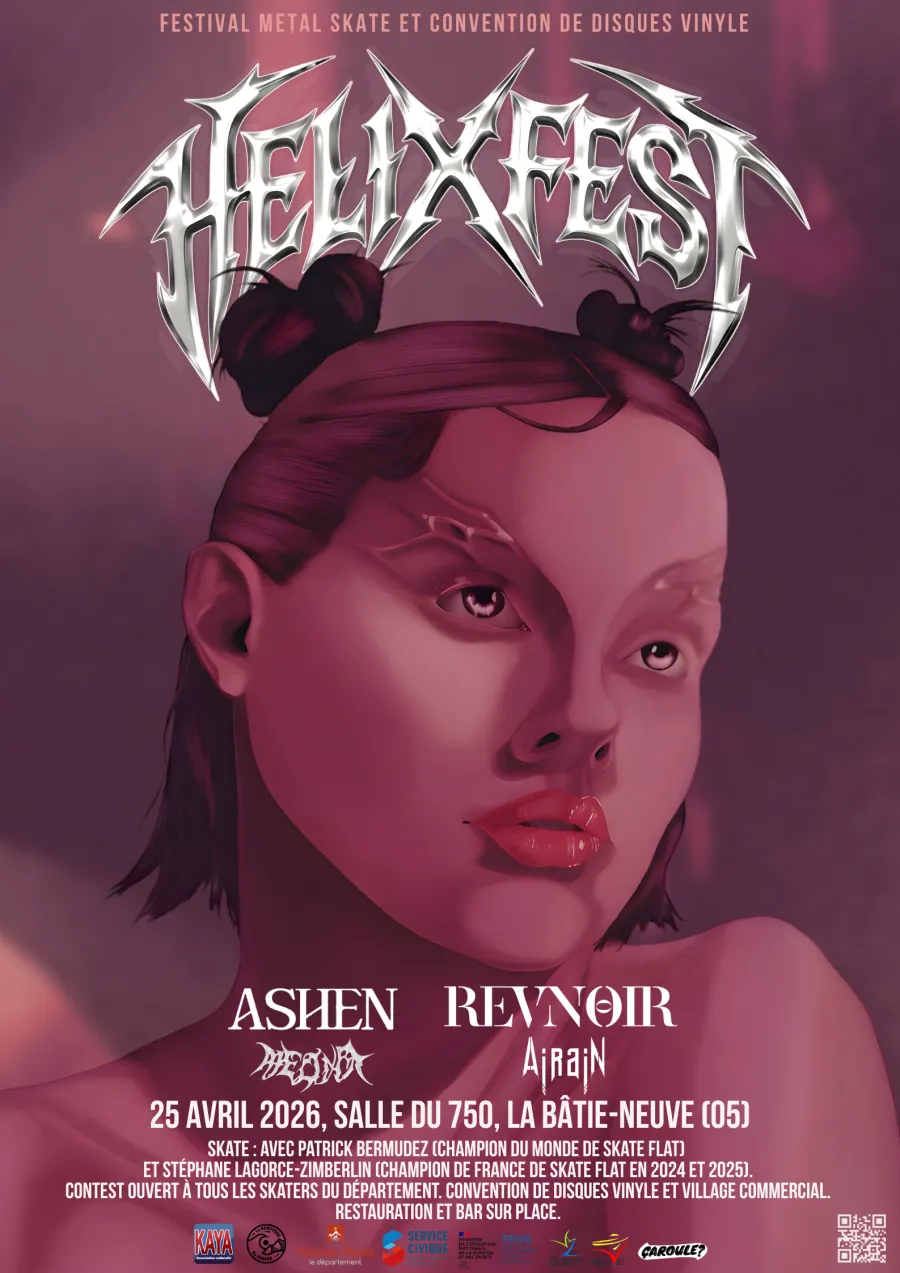Helix Fest 2026 à La Bâtie-Neuve (05) : Metal, skate, vinyles et culture alternative le 25 avril avec ASHEN, REVNOIR, Helixia et Airain.