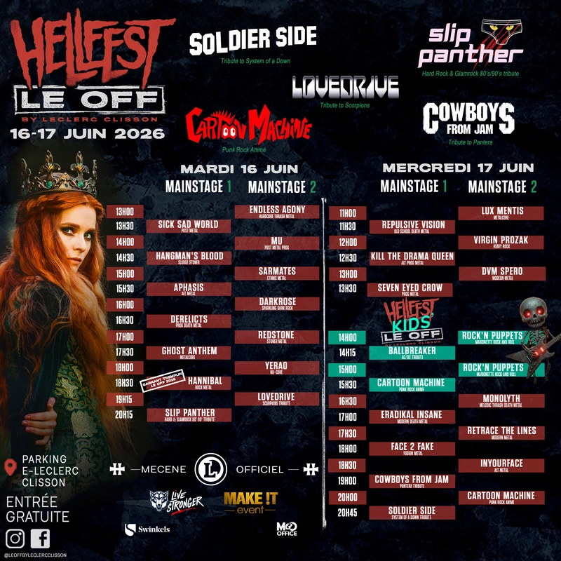 Hellfest Le Off 2026 : voici le running order - Under a Metal Sun
