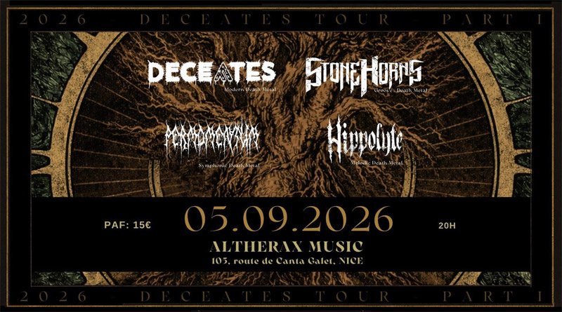Deceates, Stone Horns, PerMomentum et Hippolyte en concert le 5 Septembre à l'Altherax - Under a Metal Sun